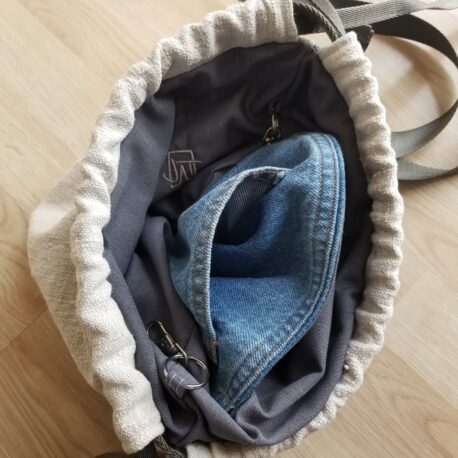altes LEINEN mit Jeans UPCYCLING - Gymbag - Image 3