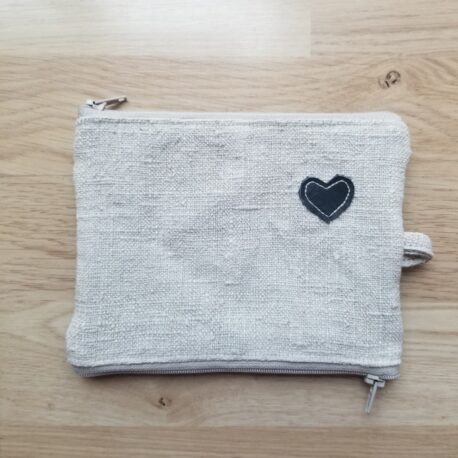 altes LEINEN - zweiBAG - eine Tasche 2 Fächer GROSS, d.blau