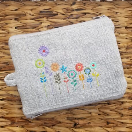 altes LEINEN - zweiBAG - eine Tasche 2 Fächer GROSS, Blumenwiese - Image 4